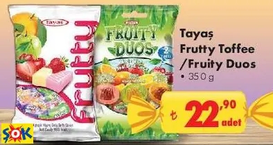 TAYAŞ FRUTTY TOFFEE /FRUİTY DUOS /BAYRAM ÇİKOLATASI/ŞEKERİ TAYAŞ FRUTTY TOFFEE /FRUİTY DUOS /BAYRAM ÇİKOLATASI/ŞEKERİ